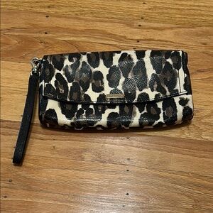 Kate Spade Brown and Black Clutch Wristlet with Animal Print